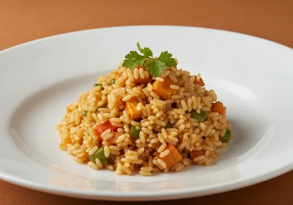 Arroz Integral con Verduras Salteadas y Pollo
