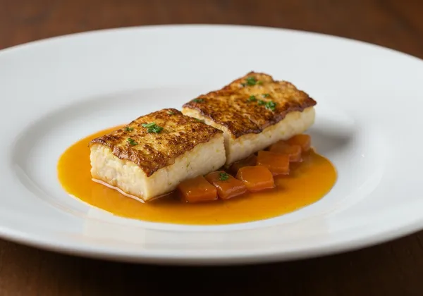 Merluza a la Plancha con Puré de Coliflor