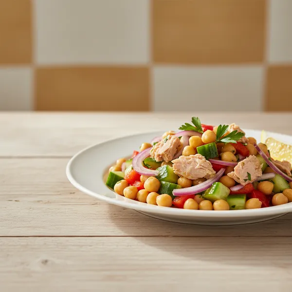 Ensalada de Garbanzos con Atún y Verduras