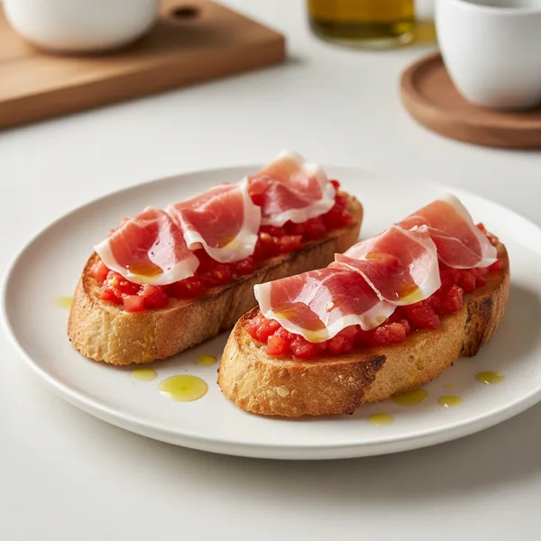 Tostadas con tomate y jamón