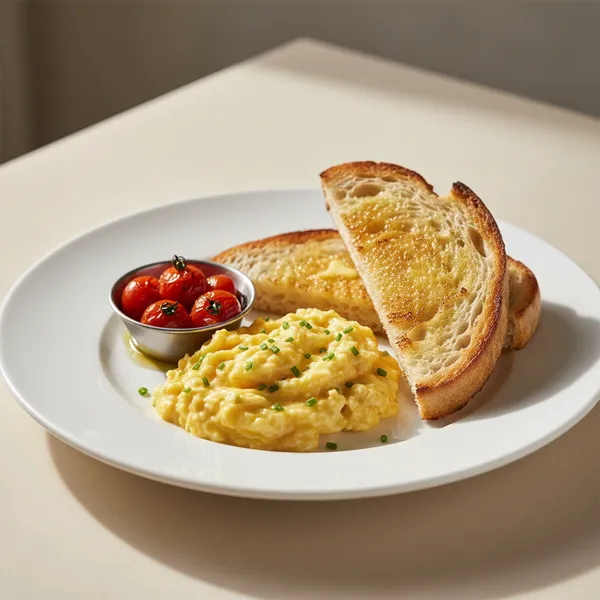 Huevos revueltos con tostadas