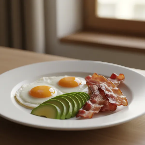 Huevos con bacon y aguacate