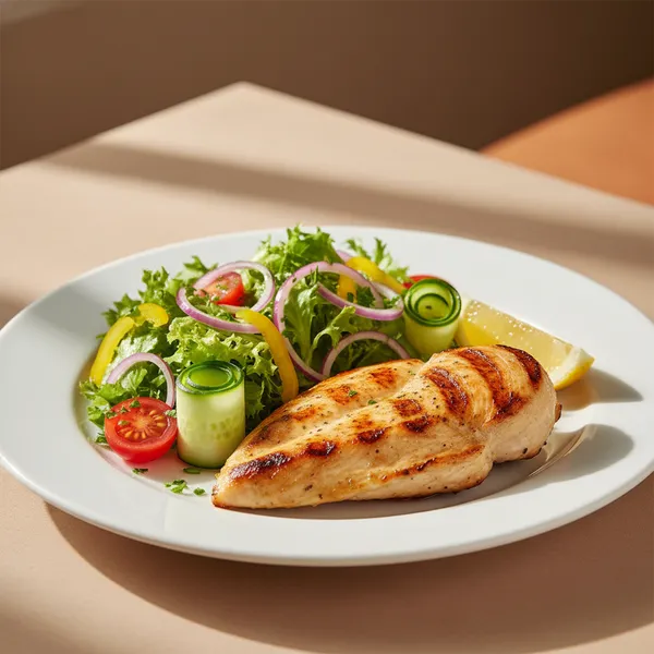 Pechuga de pollo a la plancha con ensalada