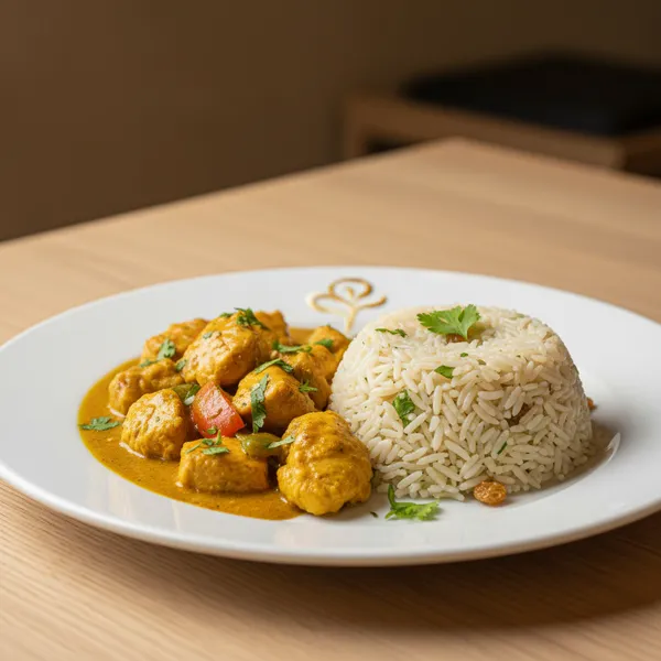 Pollo al curry con arroz basmati