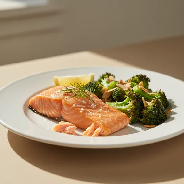 Salmón al horno con brócoli