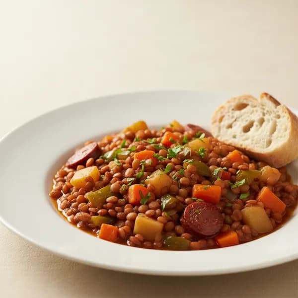 Lentejas estofadas con verduras