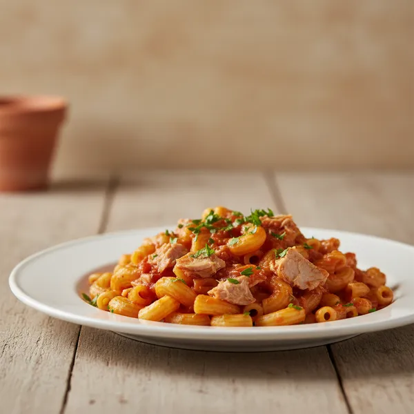 Macarrones con atún y tomate