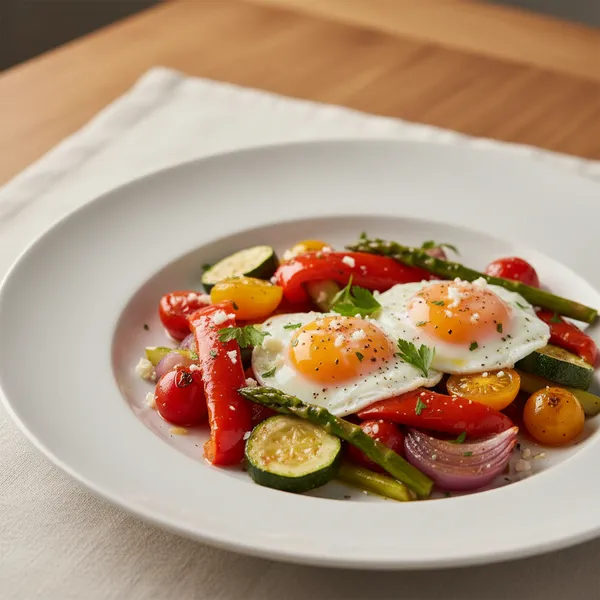 Huevos al plato con verduras