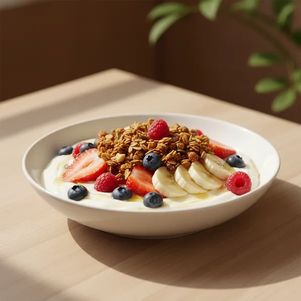 Yogur con frutas y granola