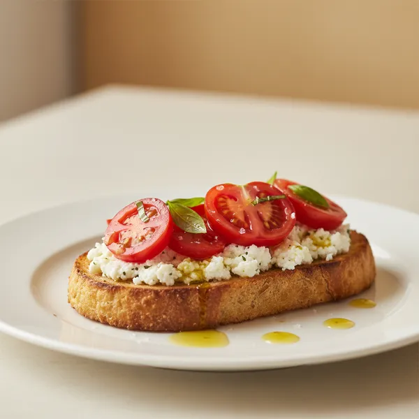 Tostada de queso fresco con tomate
