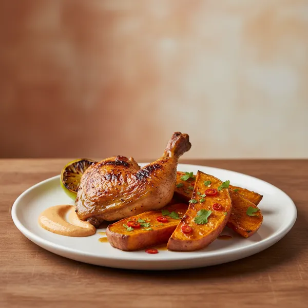 Pollo asado con boniato