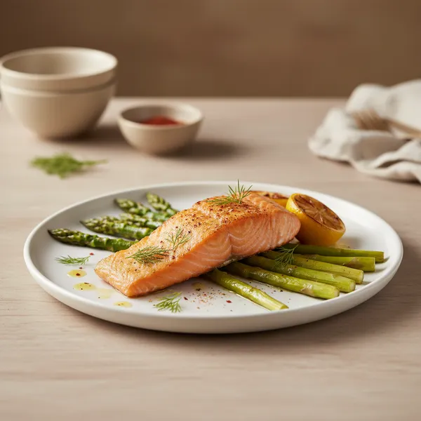 Salmón con espárragos al horno