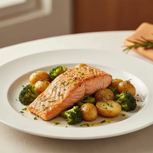 Salmón al Horno con Patatas y Brócoli