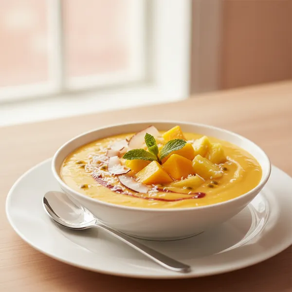 Smoothie tropical de mango y piña