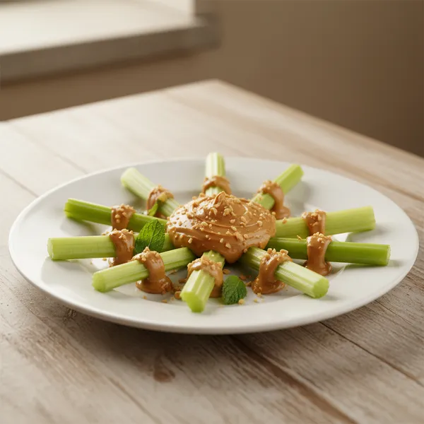 Bastones de apio con crema de cacahuete