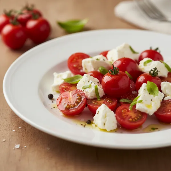 Tomates cherry con queso fresco