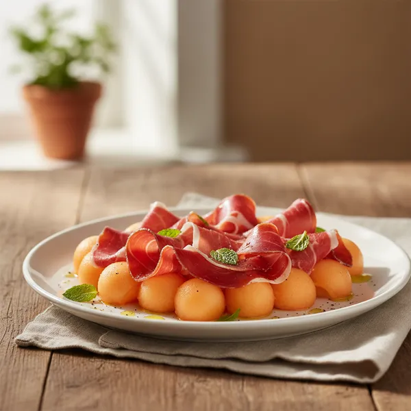 Lonchas de jamón serrano con melón