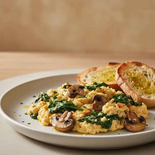 Revuelto de espinacas y champiñones