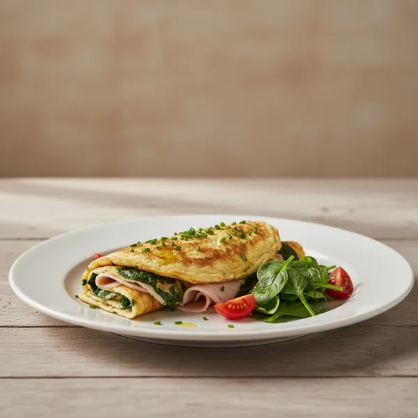 Tortilla de claras con pavo y espinacas