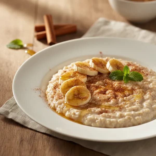 Porridge de avena con platano y canela