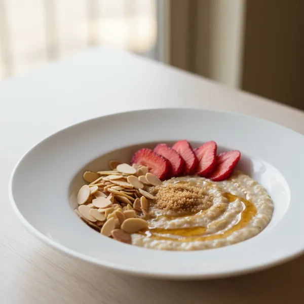 Bol de avena con fresas y almendras