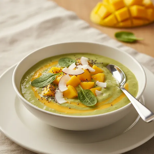 Smoothie verde de espinacas y mango