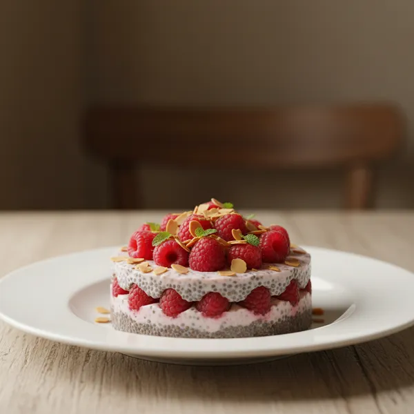 Pudding de chia con frambuesas y almendras