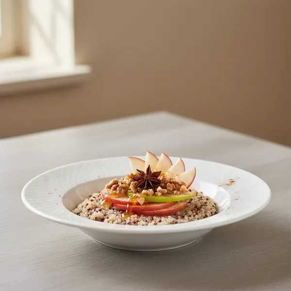 Bol de quinoa dulce con manzana y nueces