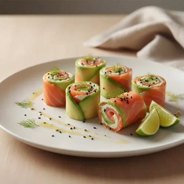 Rollitos de aguacate y salmon ahumado