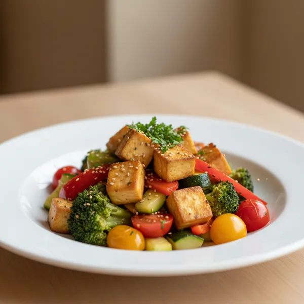 Salteado de tofu con verduras