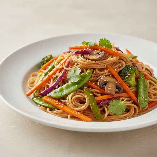 Wok de fideos de arroz con verduras