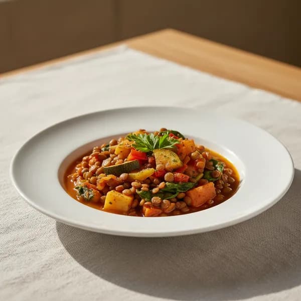 Lentejas con verduras caseras