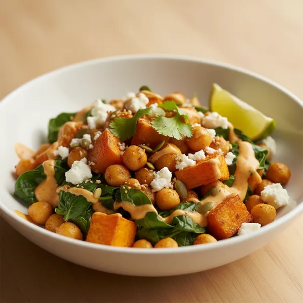 Bol de boniato asado con garbanzos