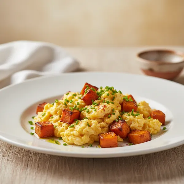 Huevos revueltos con boniato