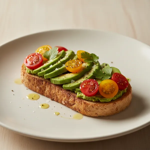 Tostada integral con aguacate y tomate cherry