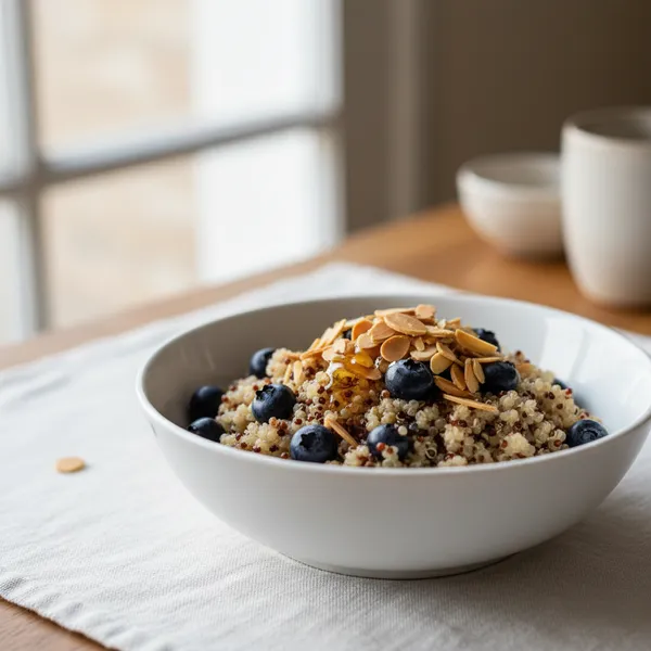 Bowl de quinoa con arandanos y almendras