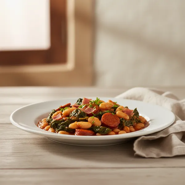 Estofado de alubias blancas con espinacas