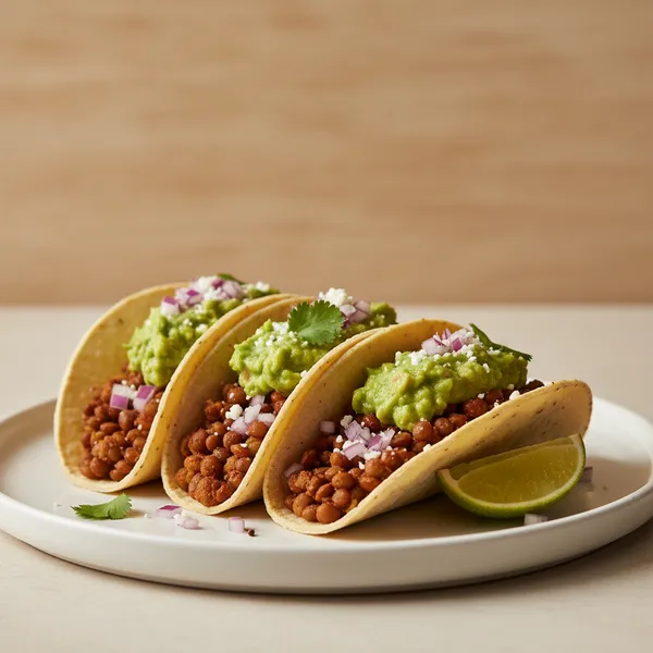 Tacos de lentejas con guacamole