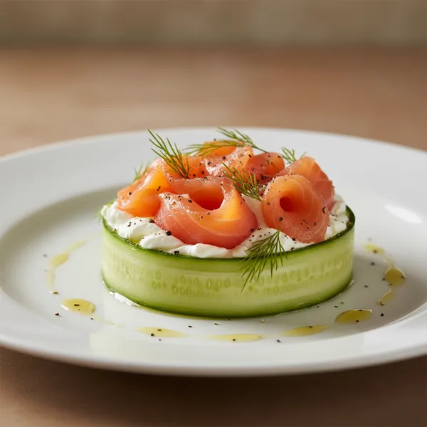 Pepino con salmón ahumado y queso untar