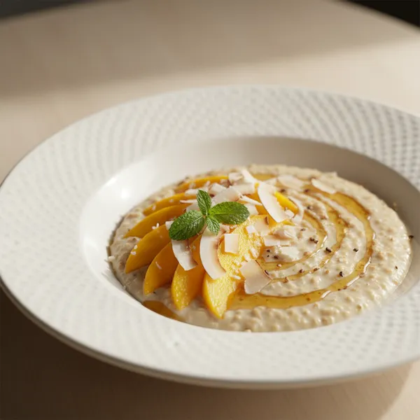 Porridge de avena con mango y coco