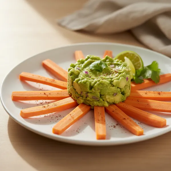 Bastones de zanahoria con guacamole