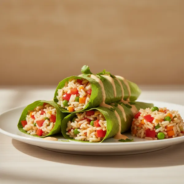 Wrap de lechuga con arroz y verduras