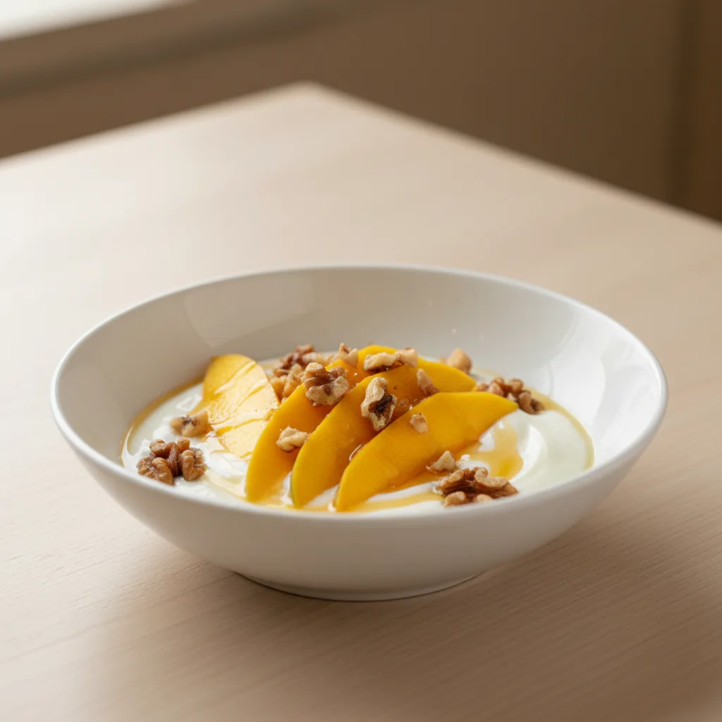 Bol de Yogur Griego con Mango y Nueces