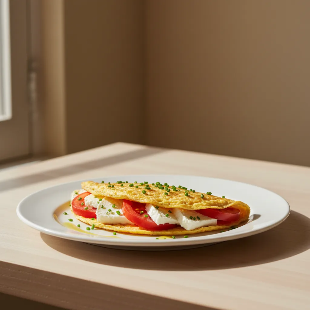 Tortilla Fina de Huevo con Queso Fresco y Tomate