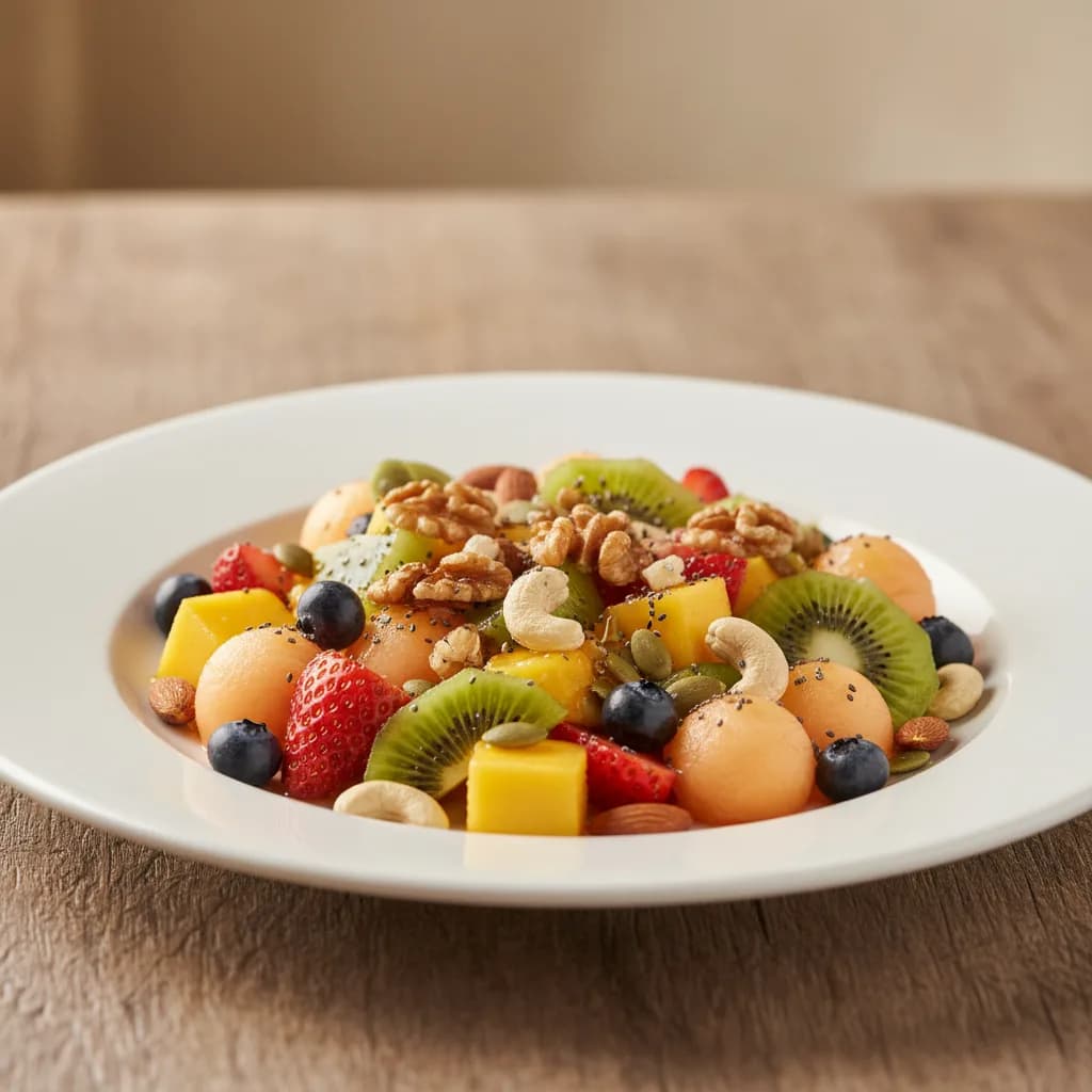 Fruta Fresca con Mix de Frutos Secos y Semillas de Chía