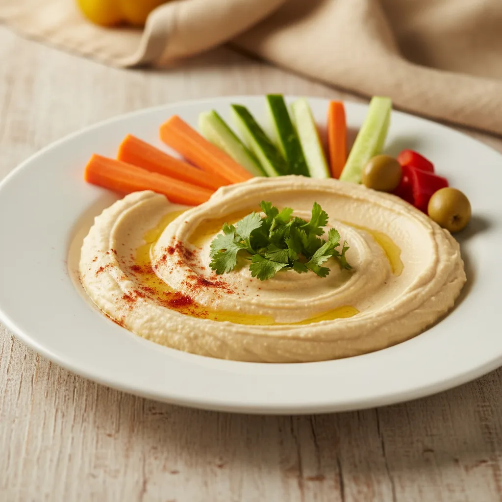 Hummus con Sticks de Zanahoria y Pepino