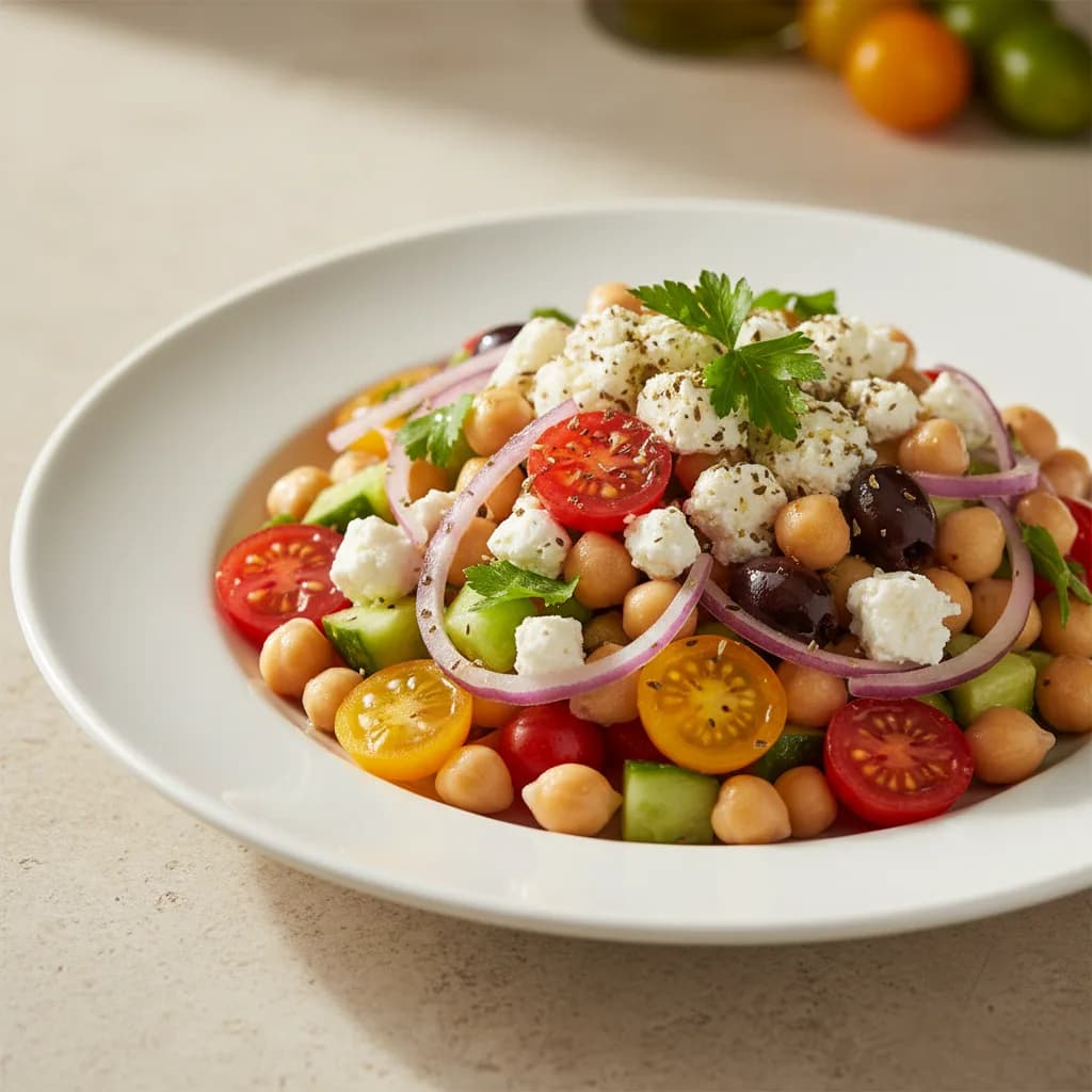 Ensalada de Garbanzos Mediterránea con Feta