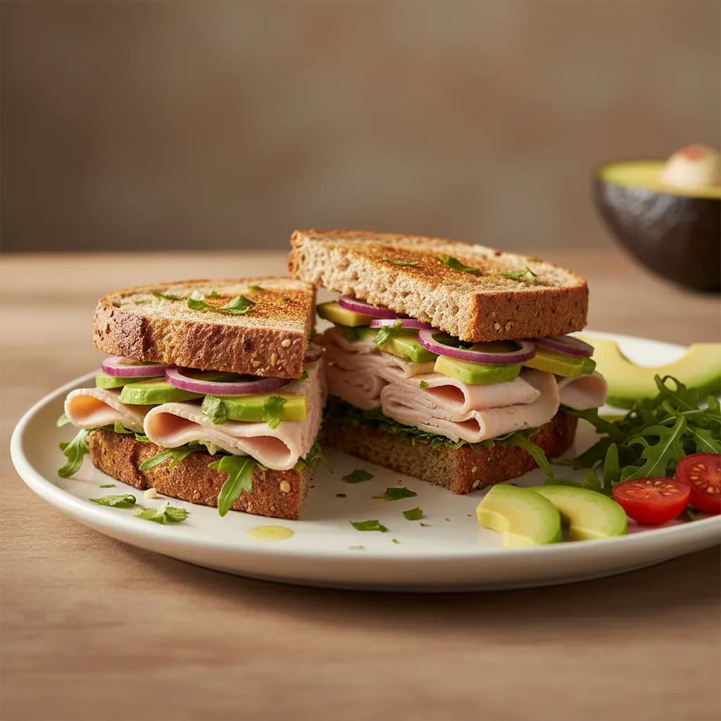 Bocadillo Integral de Lomo de Pavo con Aguacate