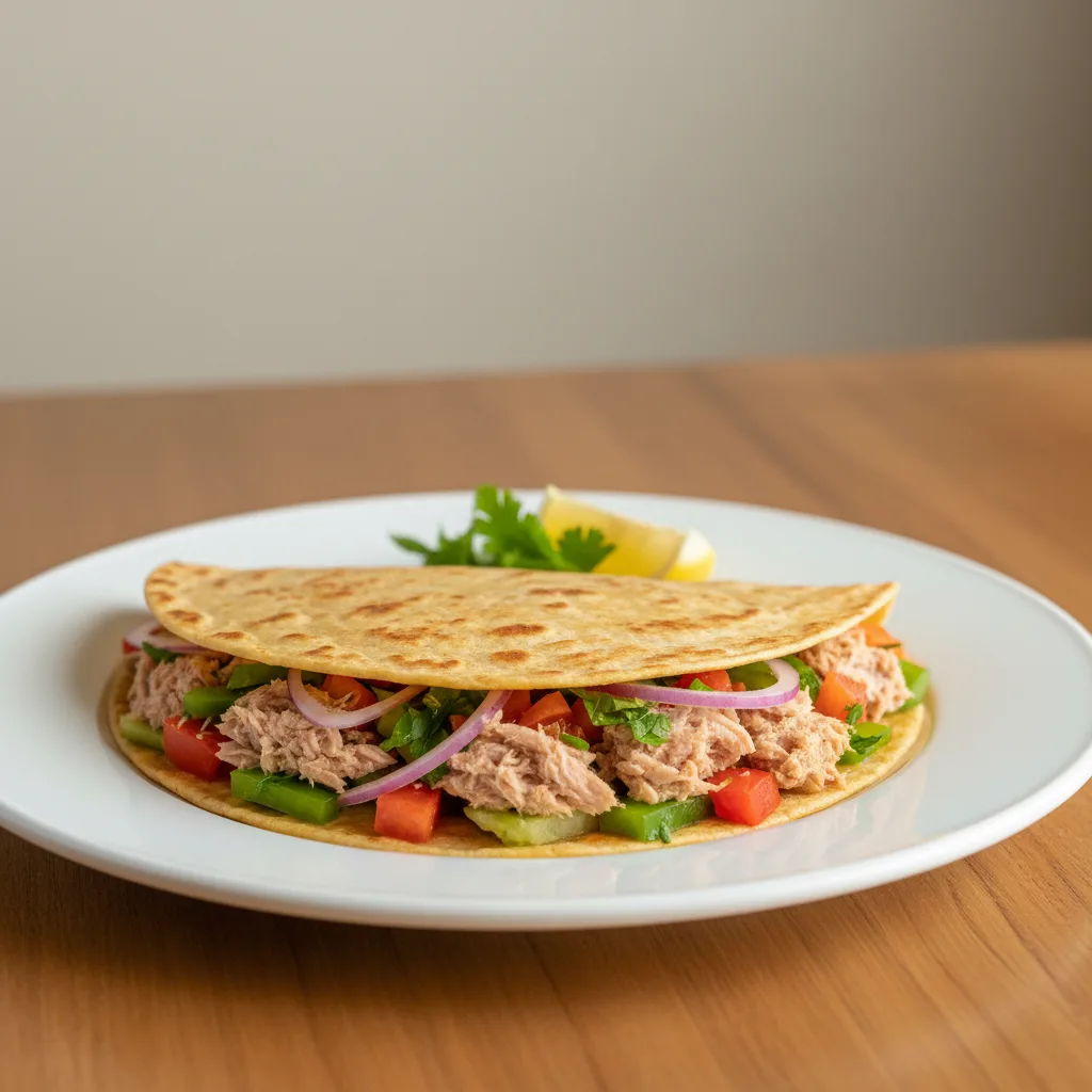 Tortilla de Trigo con Atún y Verduras Frescas