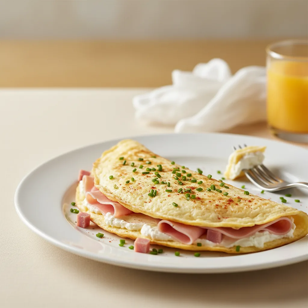 Tortilla de Claras con Jamón Cocido y Queso Untar
